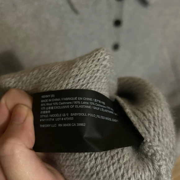 Babydoll Polo Dress in Felted Wool-Cashmere Gray Light Heathered Gray Size Small - Picture 6 of 8